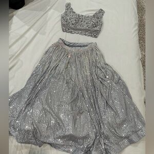 Grey and silver brand new lehenga from India
